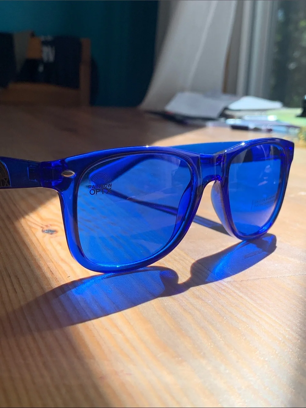 New Rainbow Optx Cobalt Blue Wayfarer Sunglasses Colored Lenses Adult